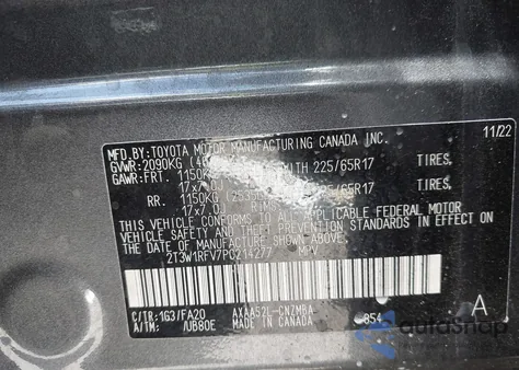 2023 Toyota Rav4 Xle from USA, damaged, VIN 2T3W1RFV7PC214277